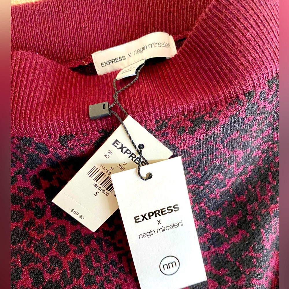 Express Sweater Midi Skirt - Burgundy Snake Print New with Tags Size Small